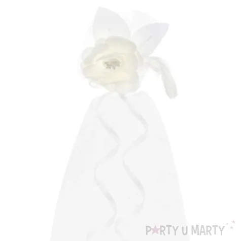 bukieciki z organzy z satynowymi rozami 2szt bialy