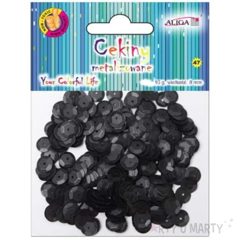 cekiny classic metalic czarne 8 mm 10 g aliga