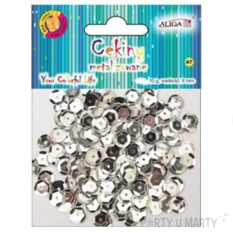 cekiny classic metalic srebrne 8 mm 10 g aliga