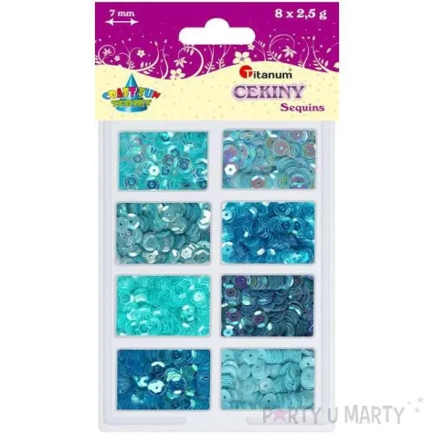 cekiny classic zestaw niebiesko turkusowy mix 8 szt titanum