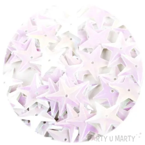 cekiny gwiazdki pastel biale opalizujace 10 mm 150 szt czakos