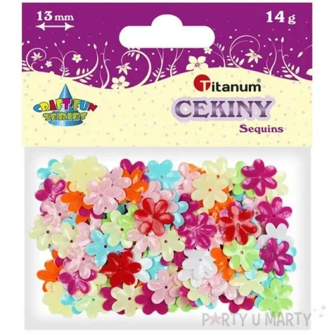 cekiny kwiatki mix 13 mm 14 g titanum