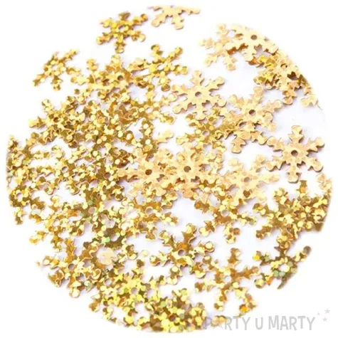 cekiny sniezynki holo zlote 12 mm 200 szt czakos