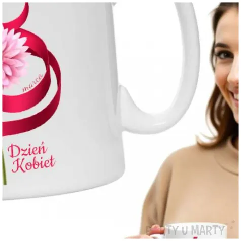 ceramiczny kubek prezent na dzien kobiet gerbery 330 ml upominek na 8 marca