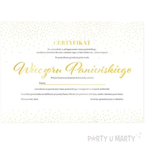 certyfikat bride to be zloty partypal 1 szt