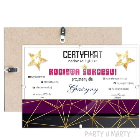 certyfikat foto kobieta sukcesu antyrama a4