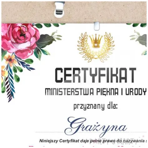 certyfikat foto najwspanialsza kobieta antyrama a4