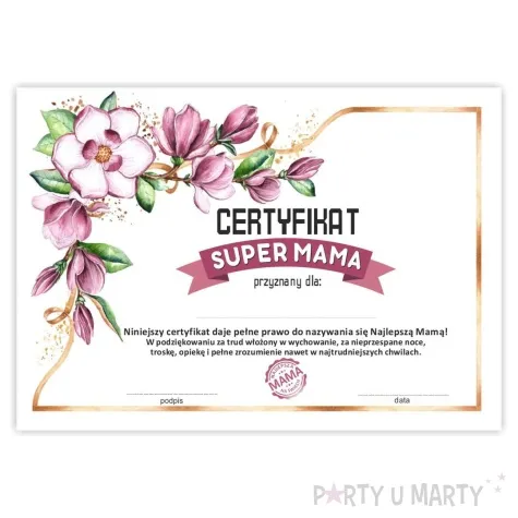 certyfikat foto super mama a4