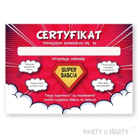 certyfikat super babcia a4