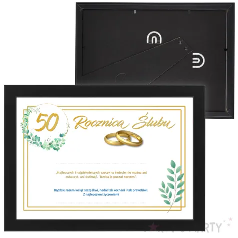 certyfikat w ramce rocznica slubu liczba 50 21x30 cm