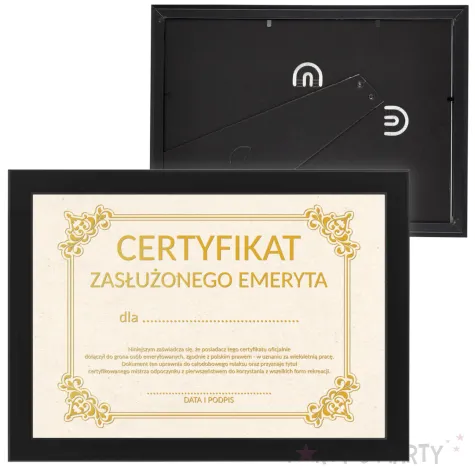 certyfikat w ramce zasluzony emeryt 21x30 cm