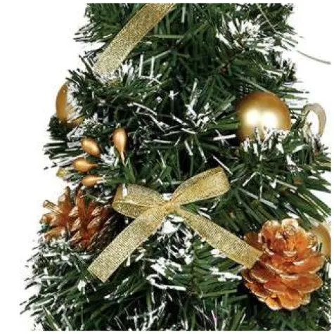 choinka classic mini ozdobiona osniezona zlota guirca 40 cm