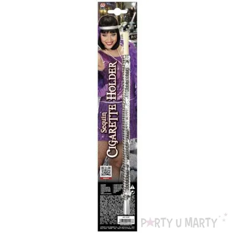 cygaretka retro cekinowa srebrna widmann 30 cm