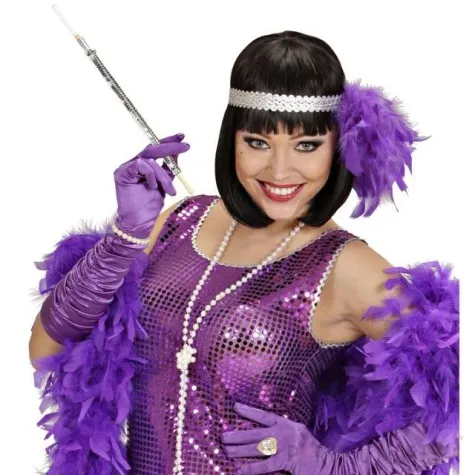 cygaretka retro cekinowa srebrna widmann 30 cm