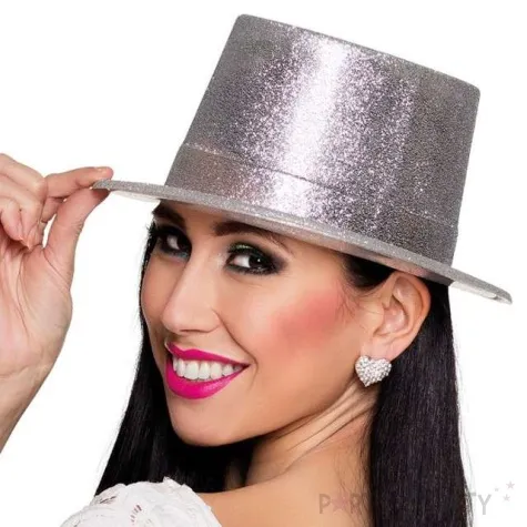 cylinder brokat classic srebrny godan