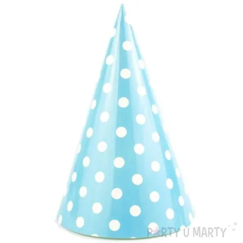 czapeczki kropeczki niebieskie partypal 6 szt