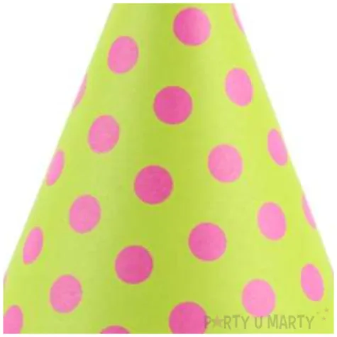 czapeczki kropeczki zolte zielone jabluszko partydeco 16 cm 6 szt