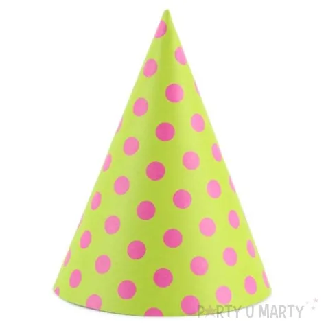 czapeczki kropeczki zolte zielone jabluszko partydeco 16 cm 6 szt