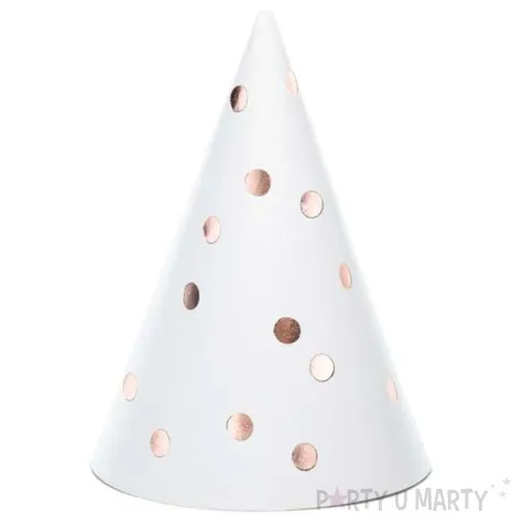 czapeczki kropki biale partydeco 6szt