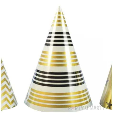 czapeczki papierowe celebrate czarno zloto bialy arpex 6 szt