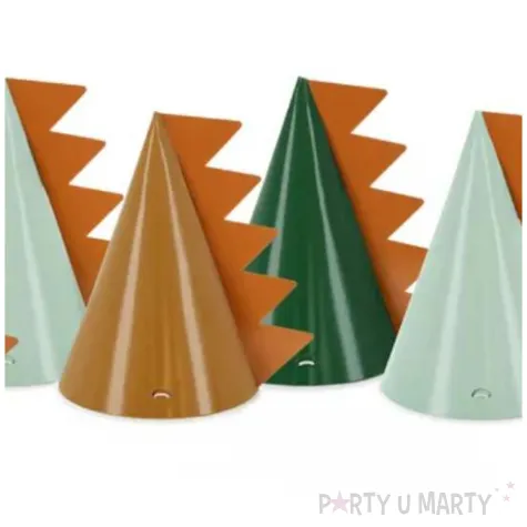 czapeczki papierowe dinozaury 3d mix partydeco 6 szt