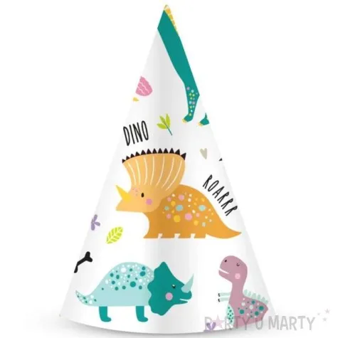 czapeczki papierowe dinozaury kolorowe partypal 6 szt