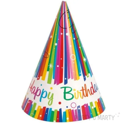 czapeczki papierowe happy birthday unique 8 szt