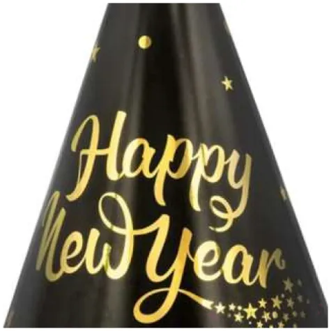 czapeczki papierowe happy new year czarne partypal 6 szt