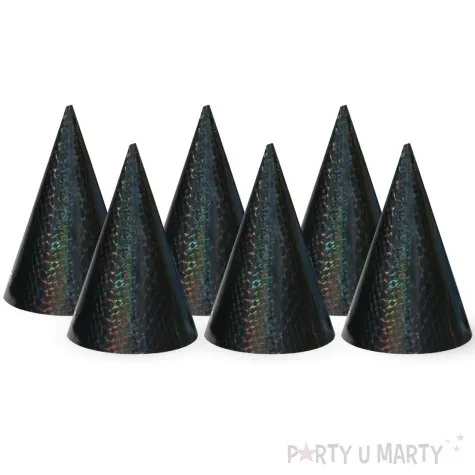 czapeczki papierowe holograficzne czarny godan 6 szt