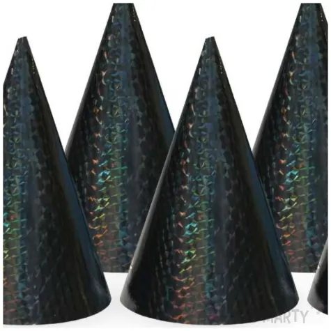 czapeczki papierowe holograficzne czarny godan 6 szt