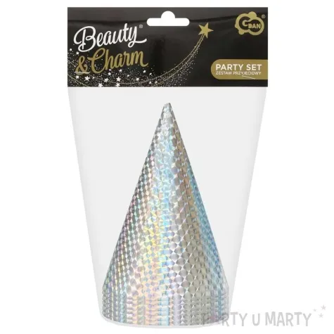 czapeczki papierowe holograficzne srebrny godan 6 szt