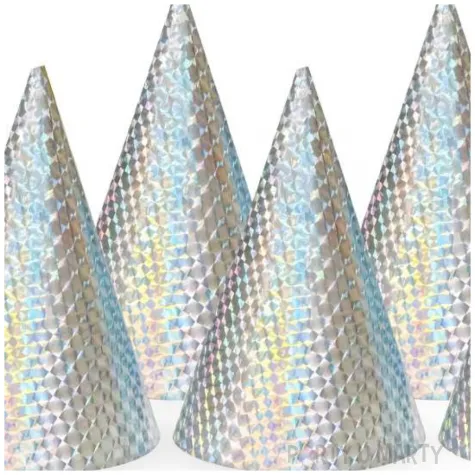 czapeczki papierowe holograficzne srebrny godan 6 szt