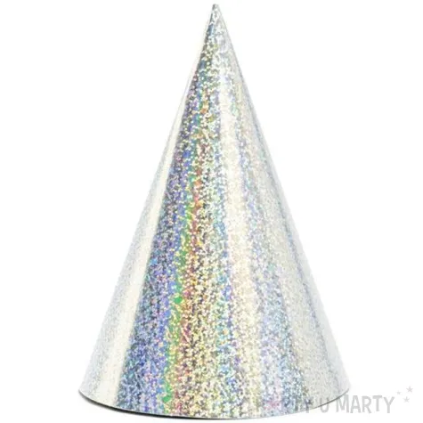 czapeczki papierowe holograficzne srebrny partydeco 6 szt