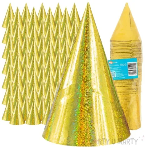 czapeczki papierowe holograficzne zloty godan 100 szt