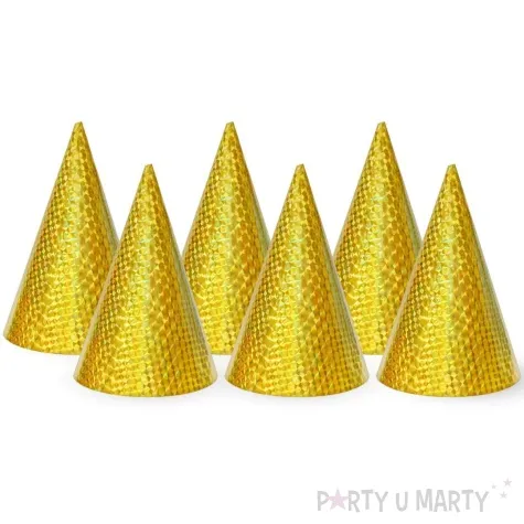 czapeczki papierowe holograficzne zloty godan 6szt