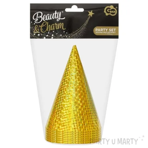 czapeczki papierowe holograficzne zloty godan 6szt