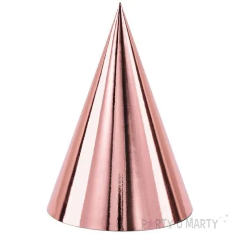czapeczki papierowe lustrzane rozowo zloty partydeco 6 szt