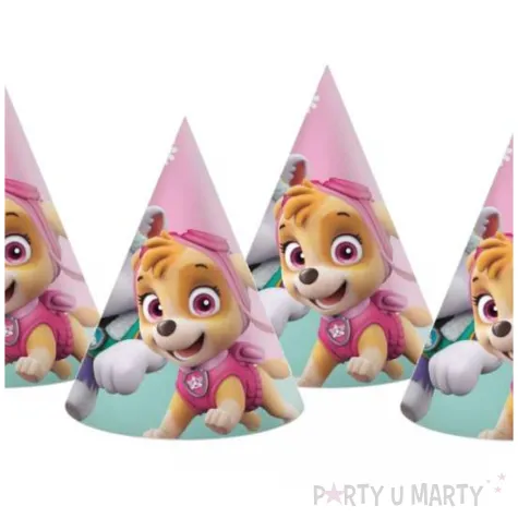 czapeczki papierowe paw patrol skye i everest rozowy procos 6 szt
