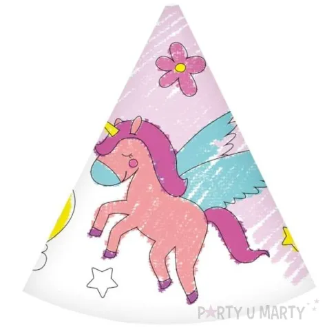 czapeczki papierowe pokoloruj sam jednorozec godan 6 szt