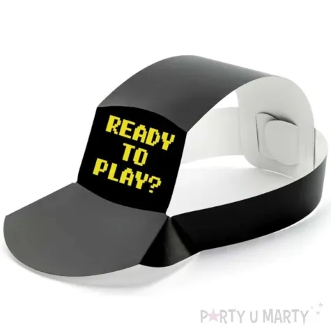 czapeczki papierowe ready to play gamer czarny partydeco 6 szt
