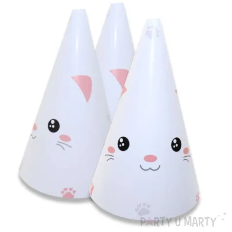 czapeczki papierowe slodki kotek bialy rozowy congee 6 szt