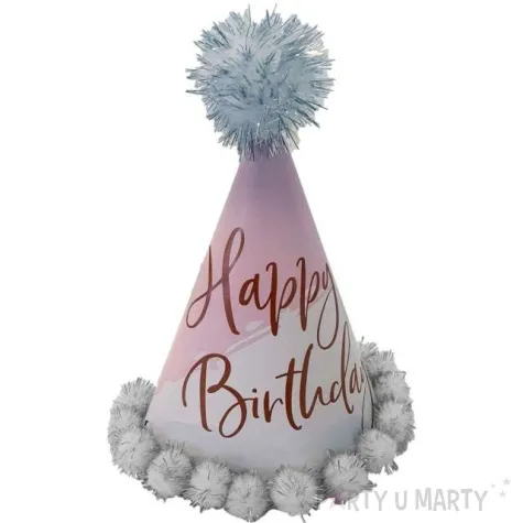 czapeczki papierowe szampanska impreza rozowo zlote amscan 6 szt