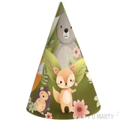 czapeczki papierowe zwierzeta lesni przyjaciele partypal 6 szt