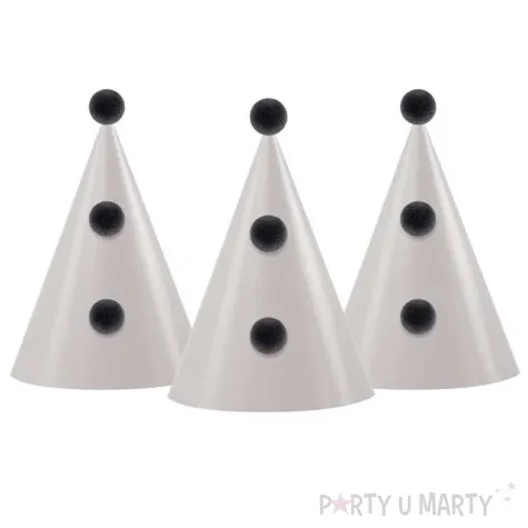 czapeczki party biale z pomponikami partydeco 3 szt