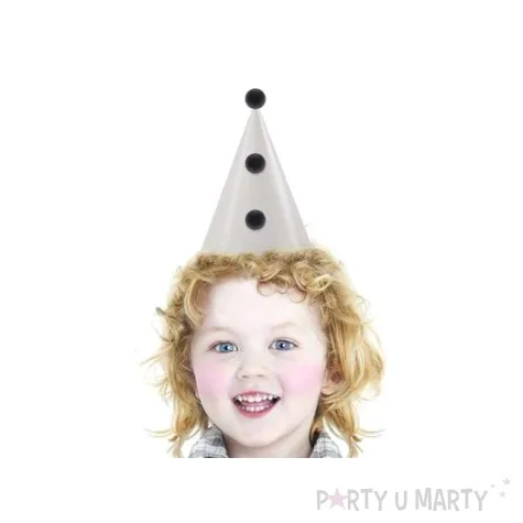 czapeczki party biale z pomponikami partydeco 3 szt