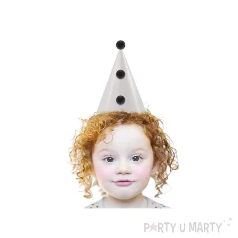 czapeczki party biale z pomponikami partydeco 3 szt