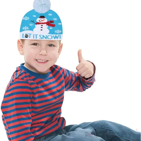 czapka boze narodzenie balwanek let it snow z diodami led fries 24x26 cm