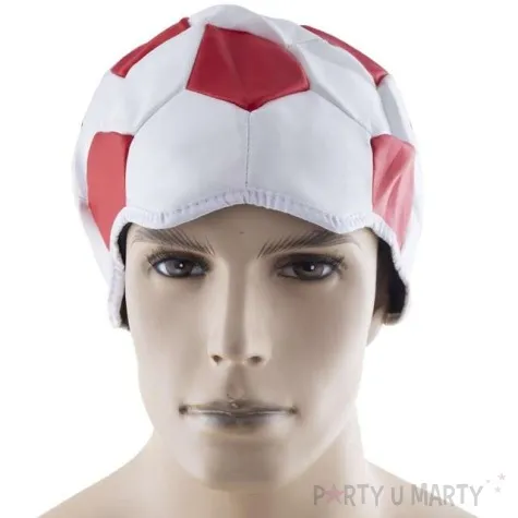 czapka kaszkiet kibica bialo czerwony funny fashion