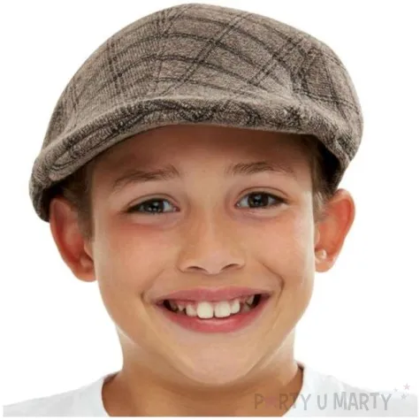 czapka kaszkiet w kratke brazowy smiffys