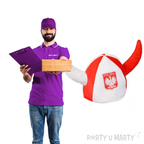 czapka kibic wiking z rogami bialo czerwony arpex